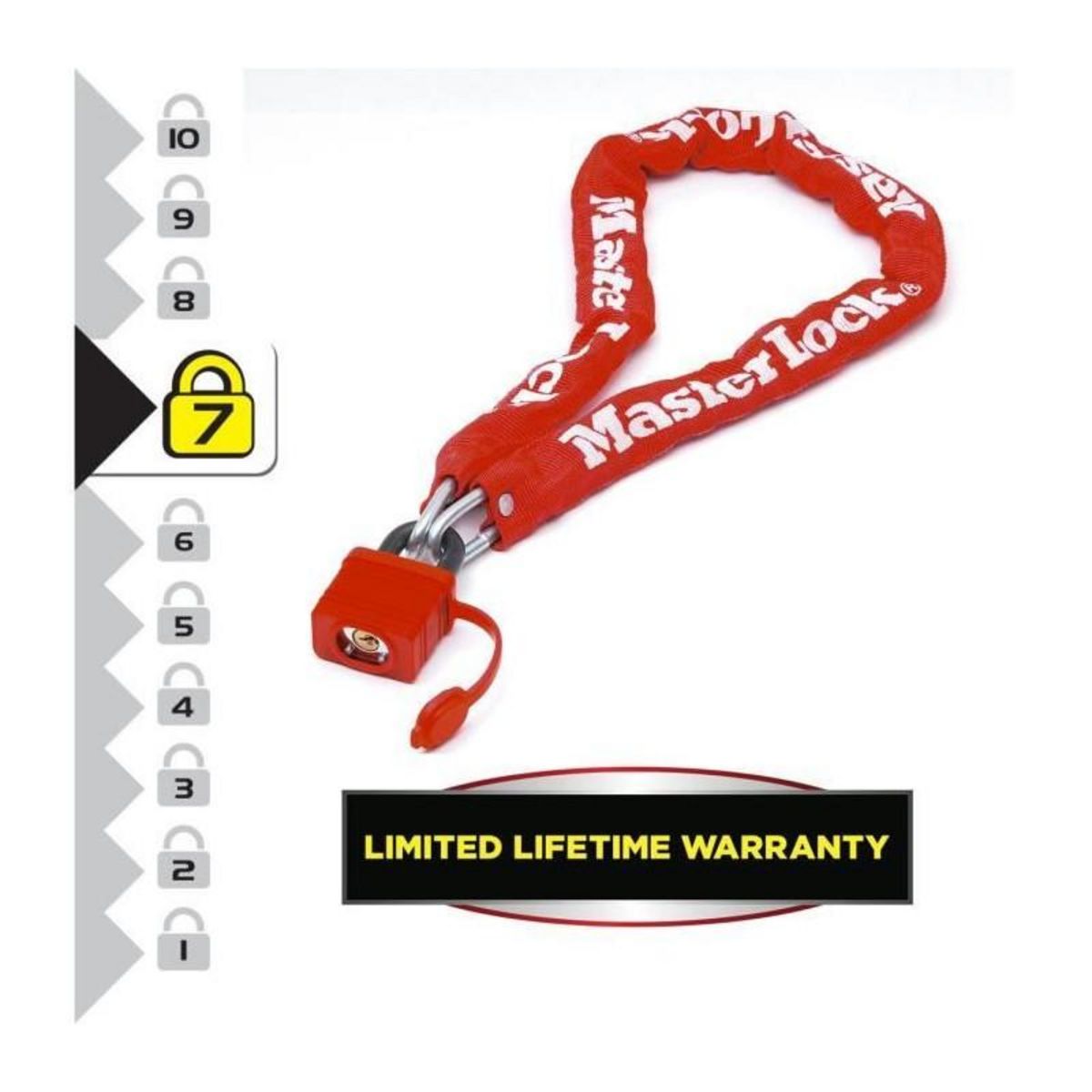 Master lock Chaîne Antivol Vélo avec Cadenas à Clé [Clé] [90 cm Chaîne] [Couleur Aléatoire] 8390EURDPROCOL