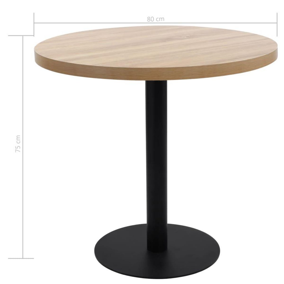 VIDAXL Table de bistro Marron clair 80 cm MDF