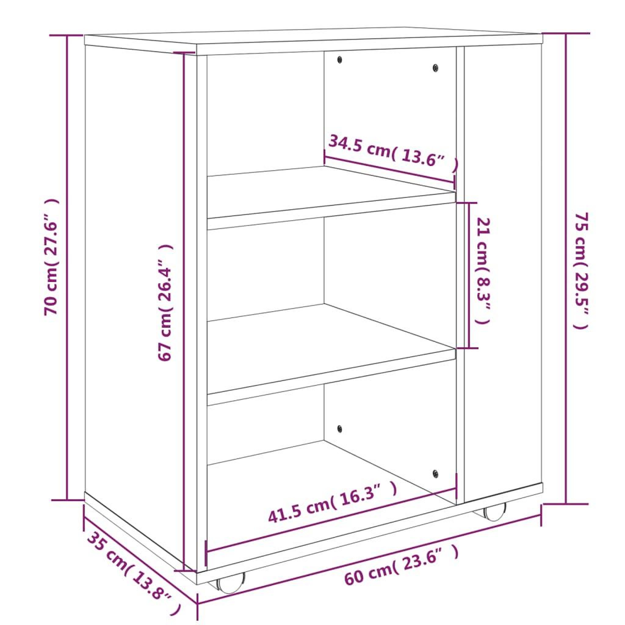 Voir la diapositive 6 : VIDAXL Armoire roulante Chene fume 60x35x75 cm Bois d'ingenierie