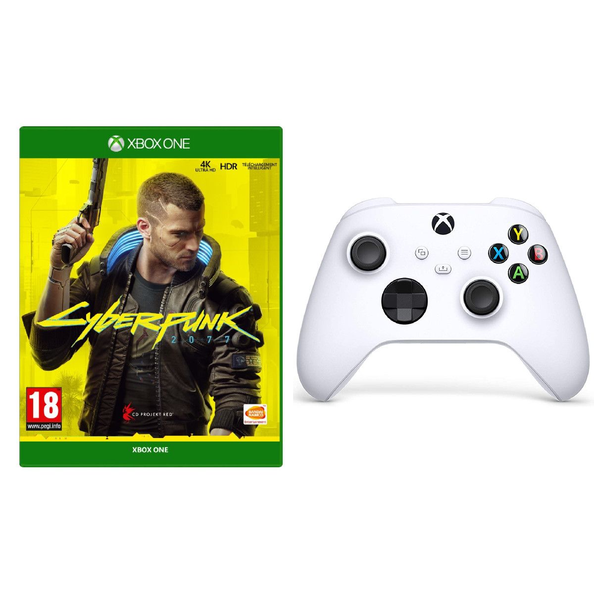 Manette sans fil Robot White Xbox + Cyberpunk 2077 Xbox One