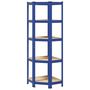 Voir la diapositive 2 : VIDAXL Etagere d'angle a 5 niveaux Bleu Acier et bois d'ingenierie