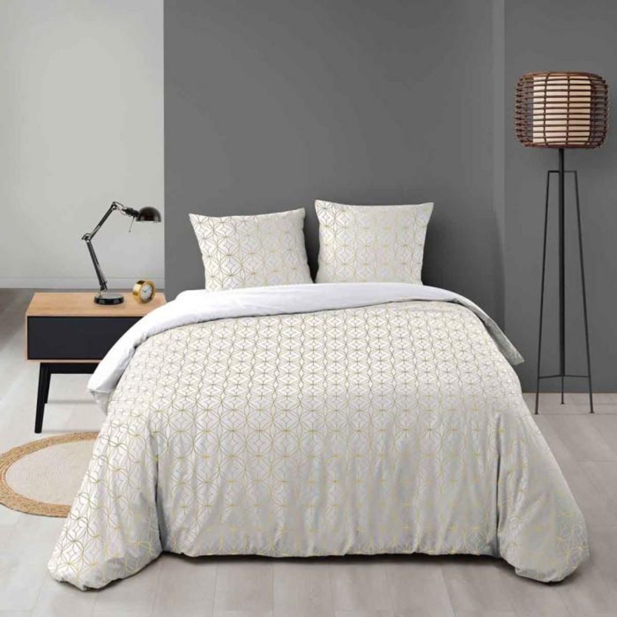 Paris Prix Parure de Lit 3 Pièces  Orline  240x220cm Gris