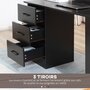 HOMCOM Bureau informatique meuble de bureau 3 tiroirs coulissants + 3 étagères grand plateau 120L x 49l x 72H cm MDF noir