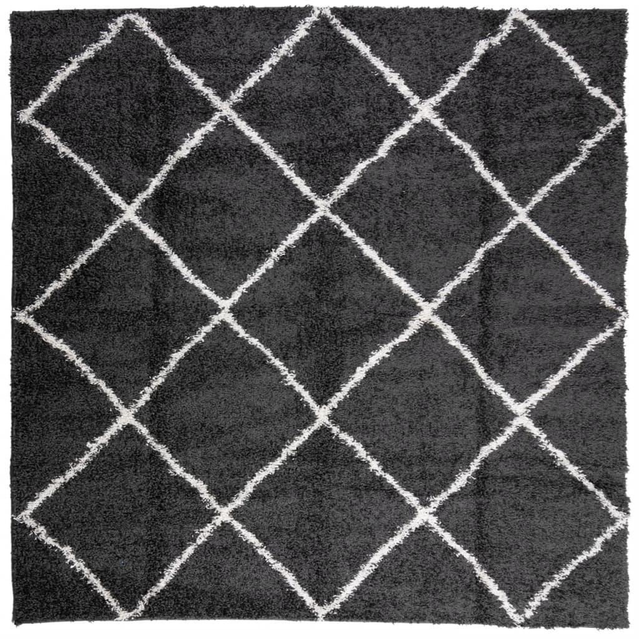 Voir la diapositive 2 : VIDAXL Tapis shaggy a poils longs moderne noir et creme 120x120 cm