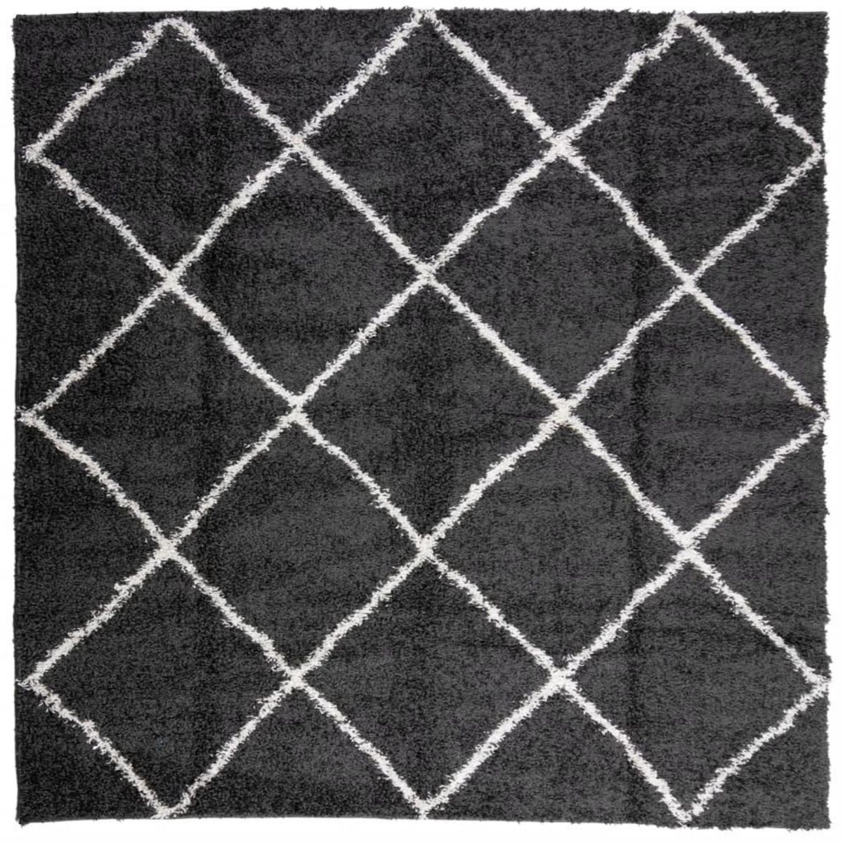 VIDAXL Tapis shaggy a poils longs moderne noir et creme 120x120 cm
