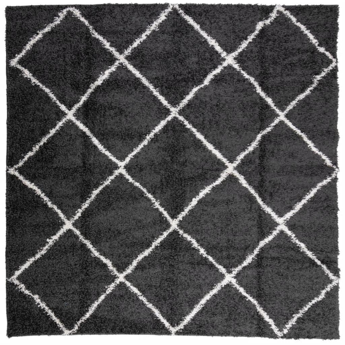VIDAXL Tapis shaggy a poils longs moderne noir et creme 120x120 cm