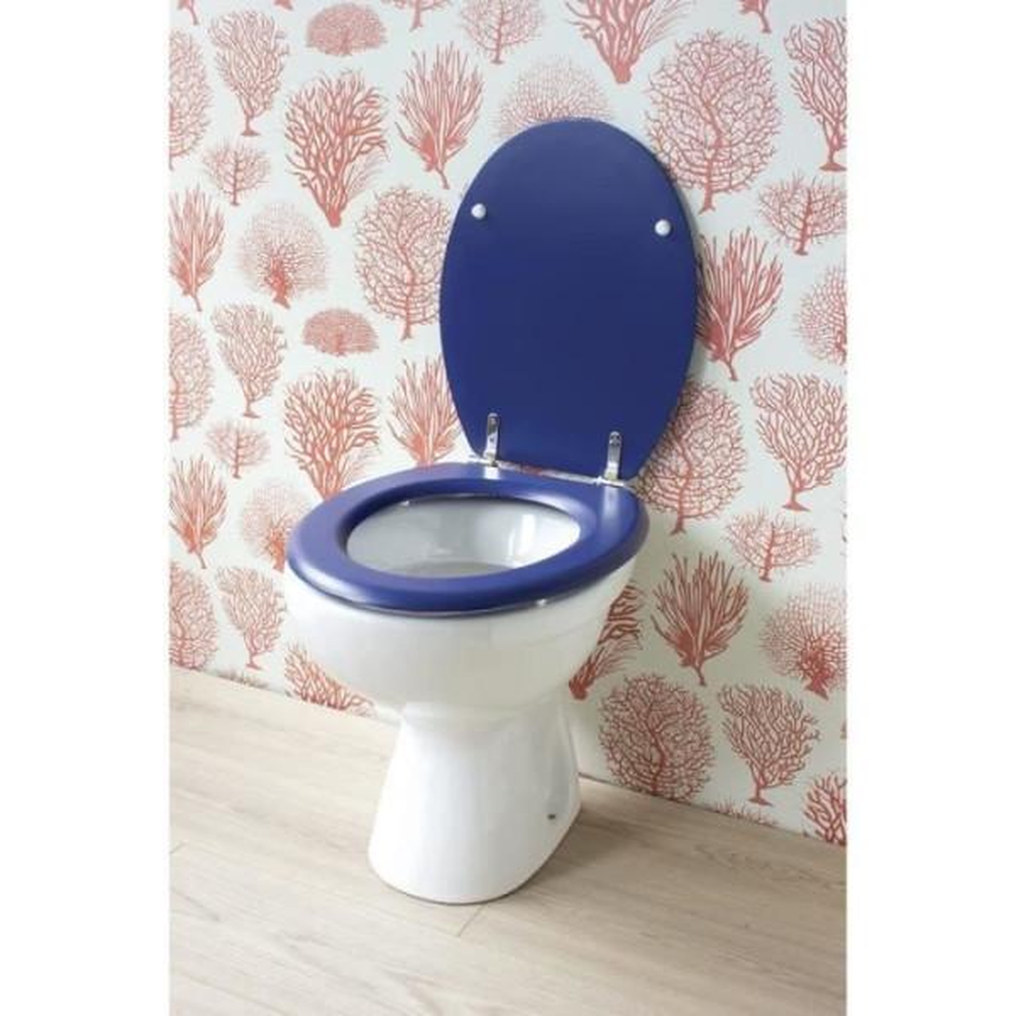 Voir la diapositive 6 : GELCO GELCO DESIGN Abattant WC Dolce - Charnieres inox - Bois moulé - Bleu marine
