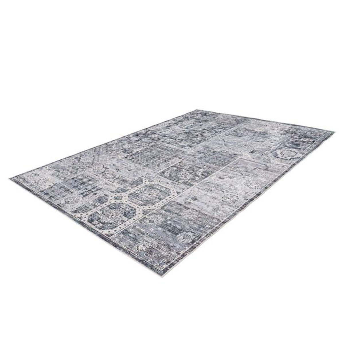 Paris Prix Tapis Vintage Imprimé à Poils Plats  Rhodin  Gris