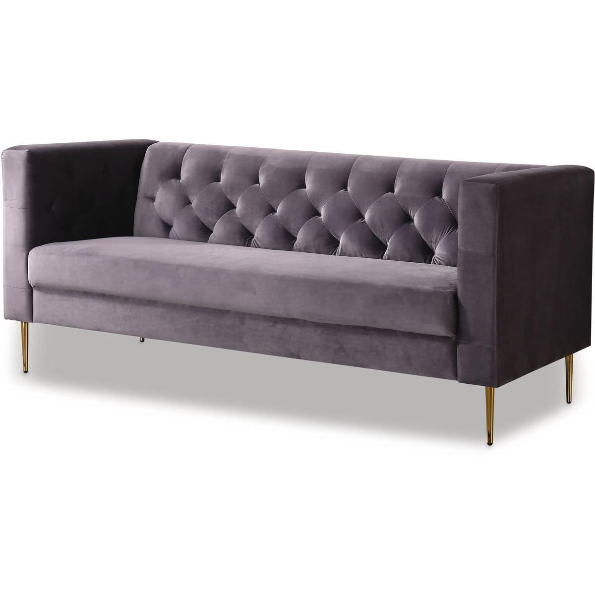 Habitat et Jardin Canapé fixe en velours  Bruce  - 196 x 76 x 82 cm - 3 places - Gris