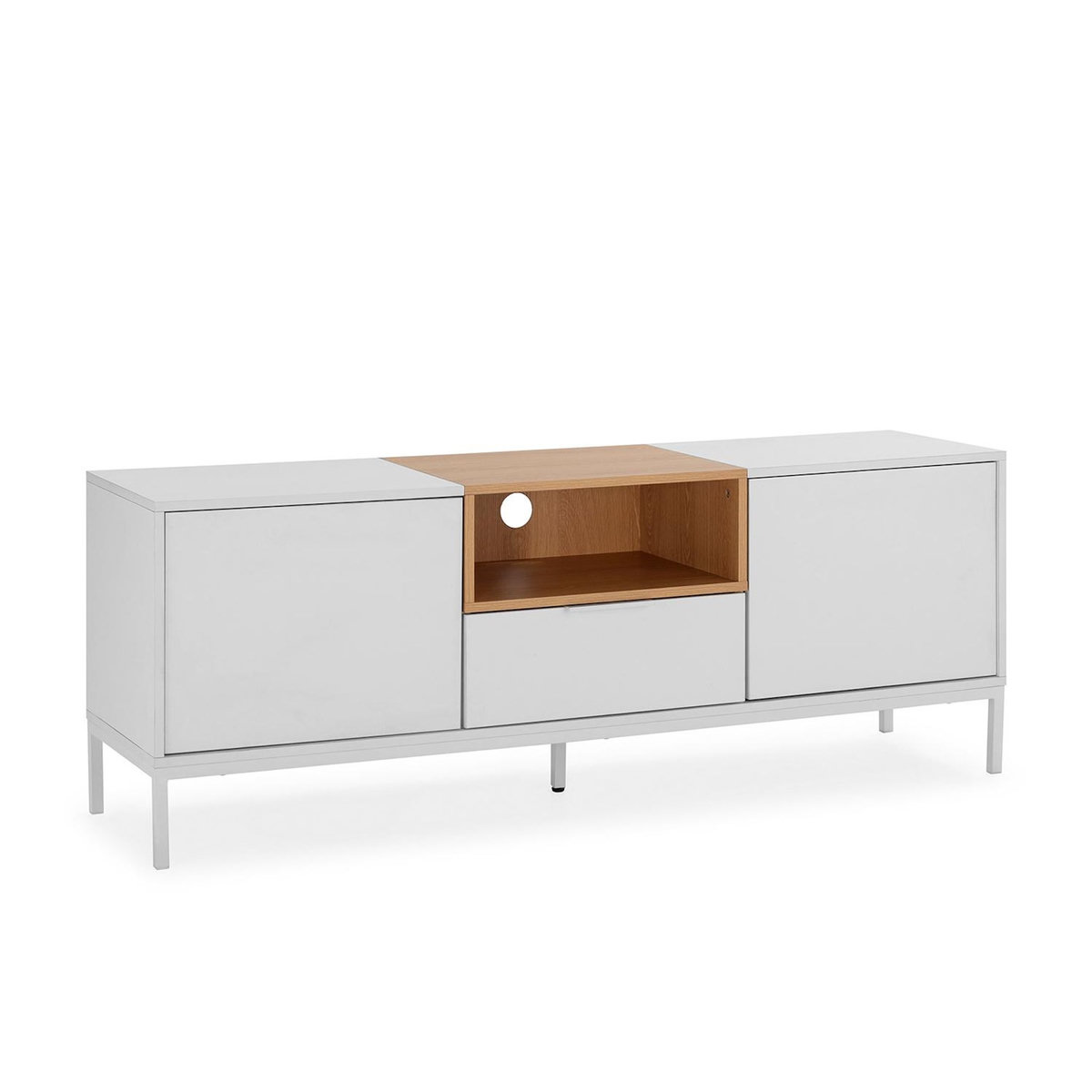 VS VENTA-STOCK Meuble Tv Nieve 2 portes 1 tiroir couleur Blanc