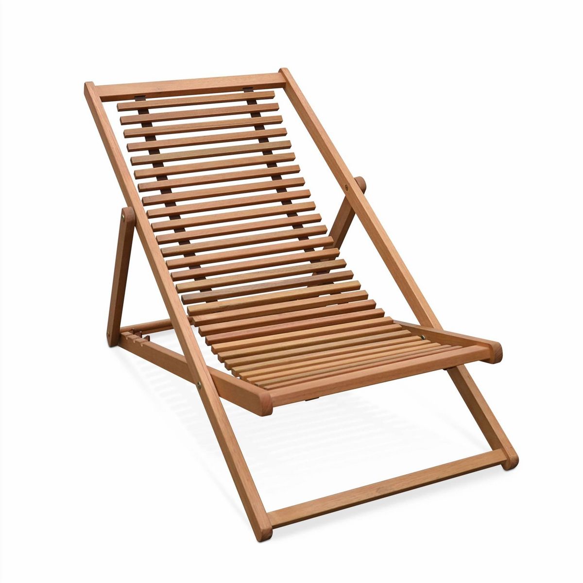 SWEEEK Chiliennes bois à lattes - Bilbao - 2 transats en bois d'Eucalyptus huilé avec coussin repose-tête gris