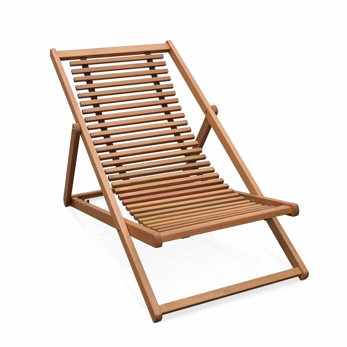 SWEEEK Chiliennes bois à lattes - Bilbao - 2 transats en bois d'Eucalyptus huilé avec coussin repose-tête gris