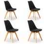 Voir la diapositive 1 : VS VENTA-STOCK Lot de 4 Chaises Klara Noir tapissées en Cuir synthétique avec Pieds Bois