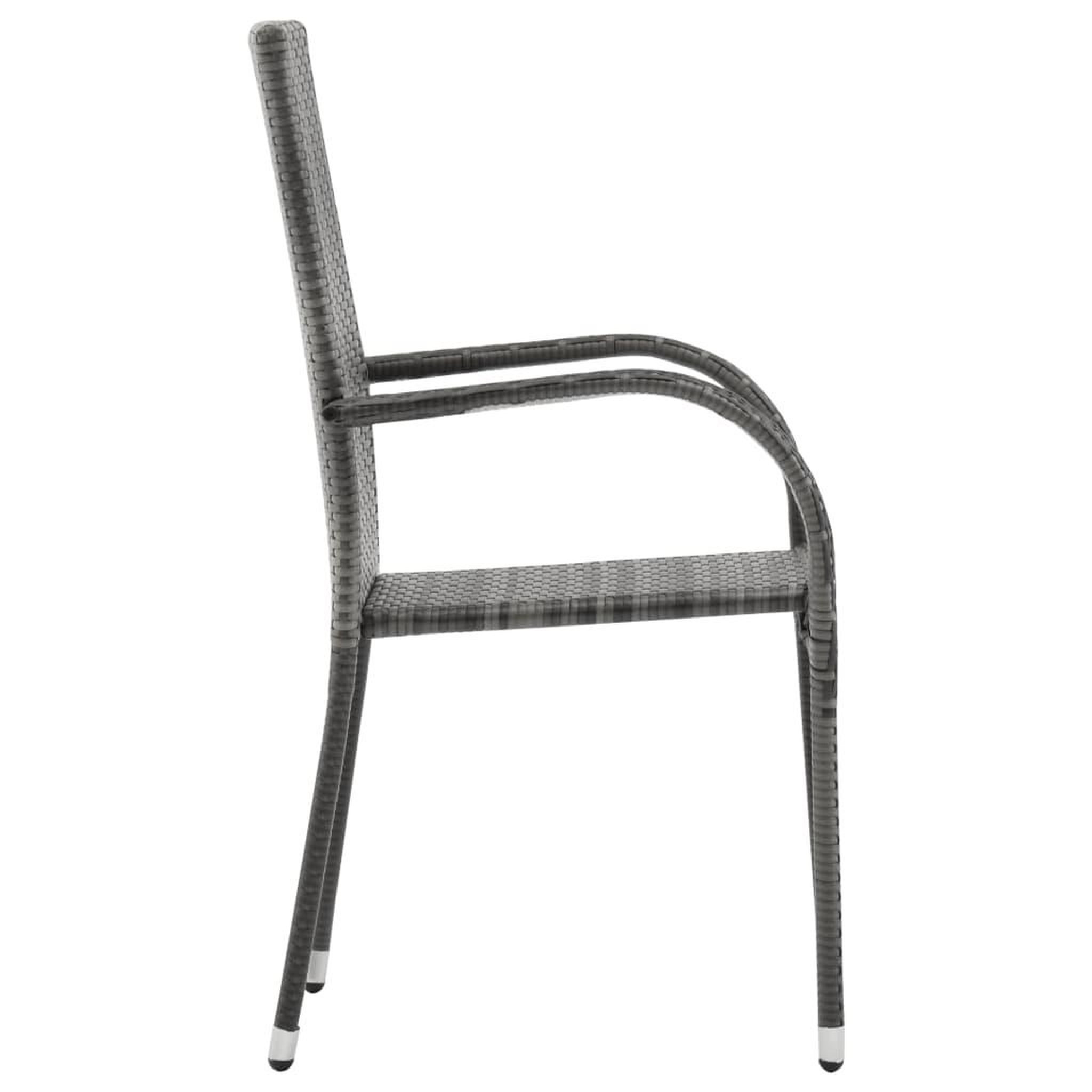 Voir la diapositive 4 : VIDAXL Chaises empilables d'exterieur lot de 4 Gris Resine tressee
