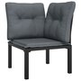 VIDAXL Chaise d'angle de jardin avec coussins noir/gris resine tressee