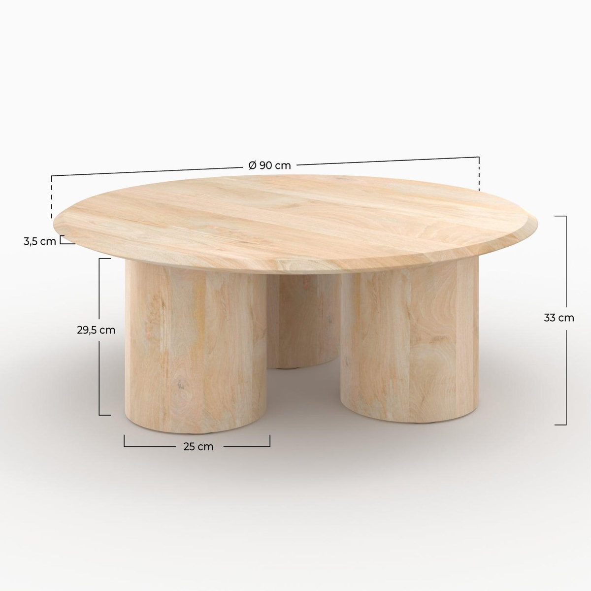 Rendez vous déco Table basse ronde en bois de manguier D90 cm-Sacha