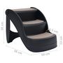Voir la diapositive 6 : VIDAXL Escalier pliable a 3 marches pour chiens Noir