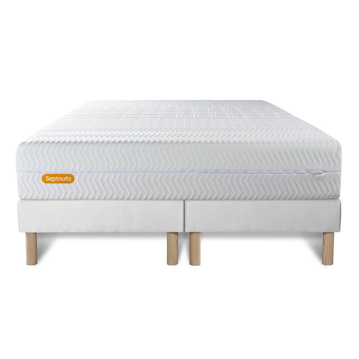SEPTNUITS Matelas+ double sommiers Memo Bio Mousse à mémoire de forme 5 zones de confort Maxi épaisseur Déhoussable