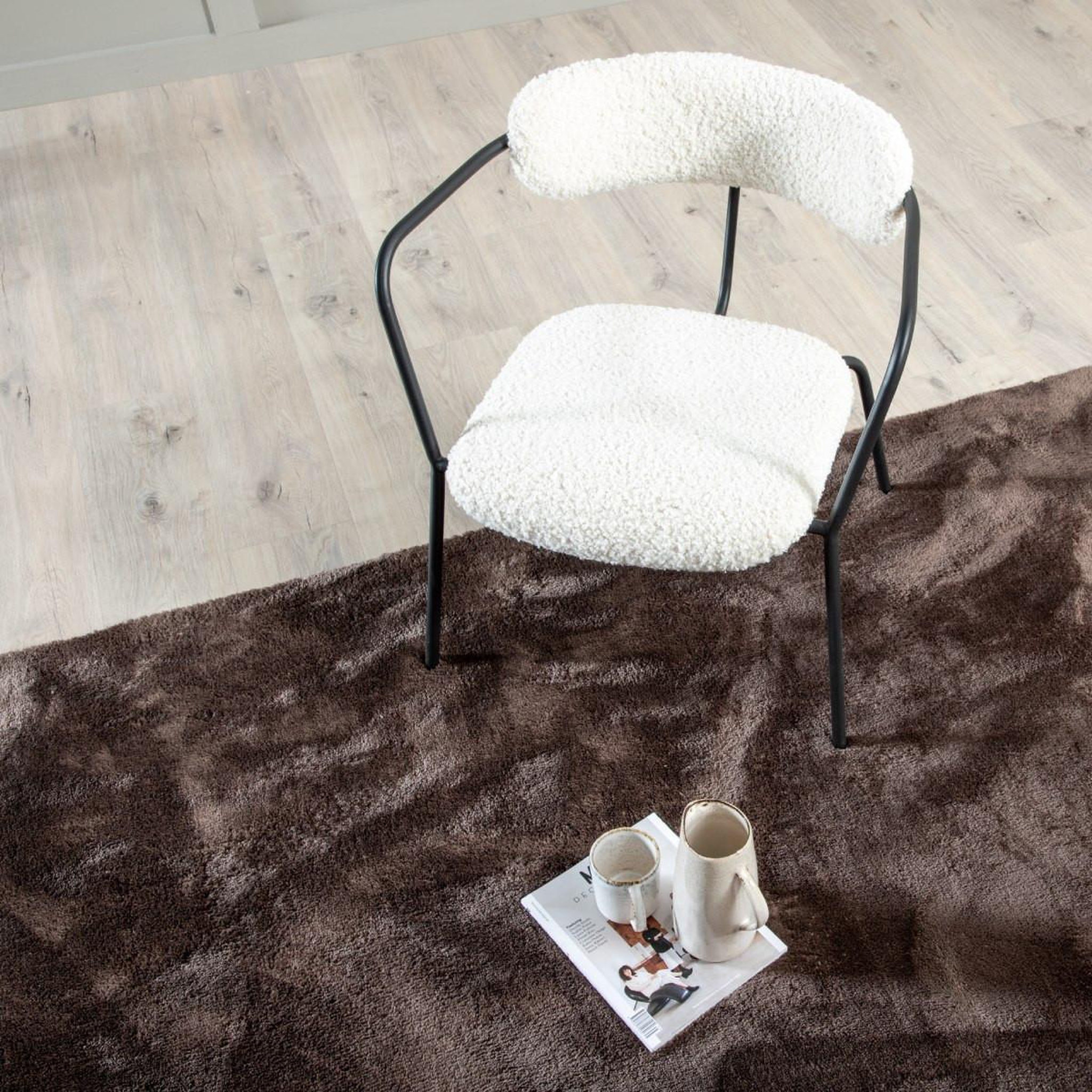 Voir la diapositive 3 : Paris Prix Tapis design uni  blanca  160x230cm nougat