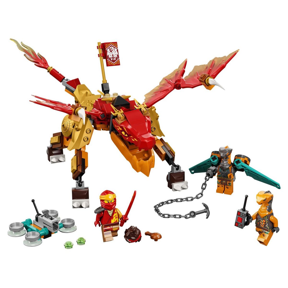 LEGO Ninjago 71762 - Le dragon de feu de Kaï - Évolution, Jouet pour Enfants +6 Ans, Set avec Figurines Guerriers Serpents avec bannière de mission à collectionner
