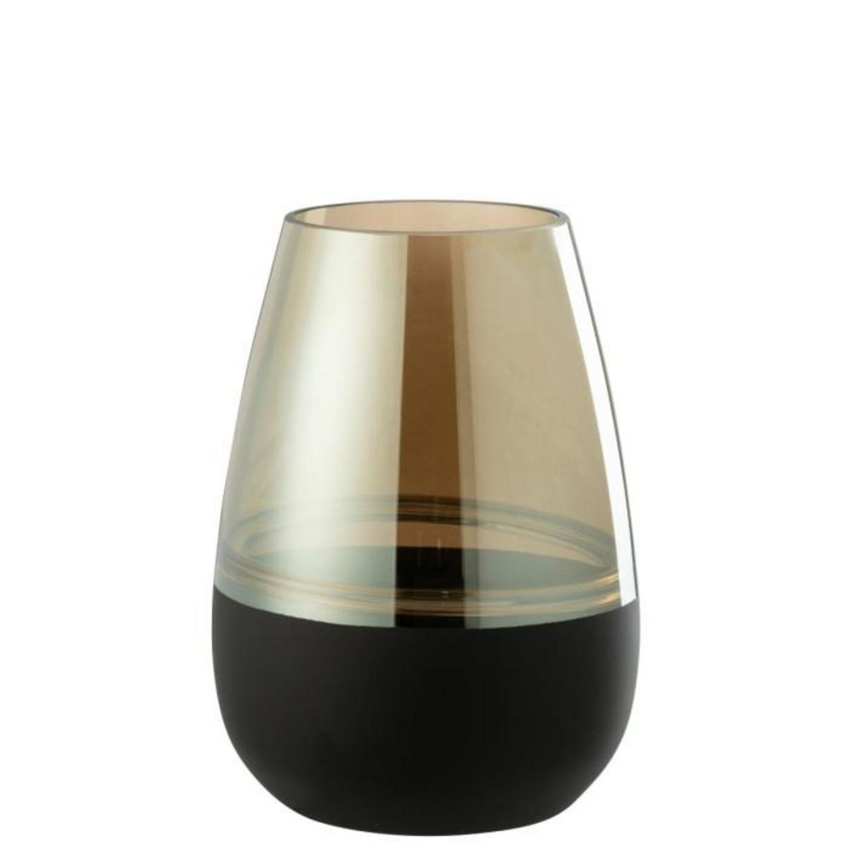Paris Prix Photophore Déco en Verre  Lignes  26cm Noir & Or