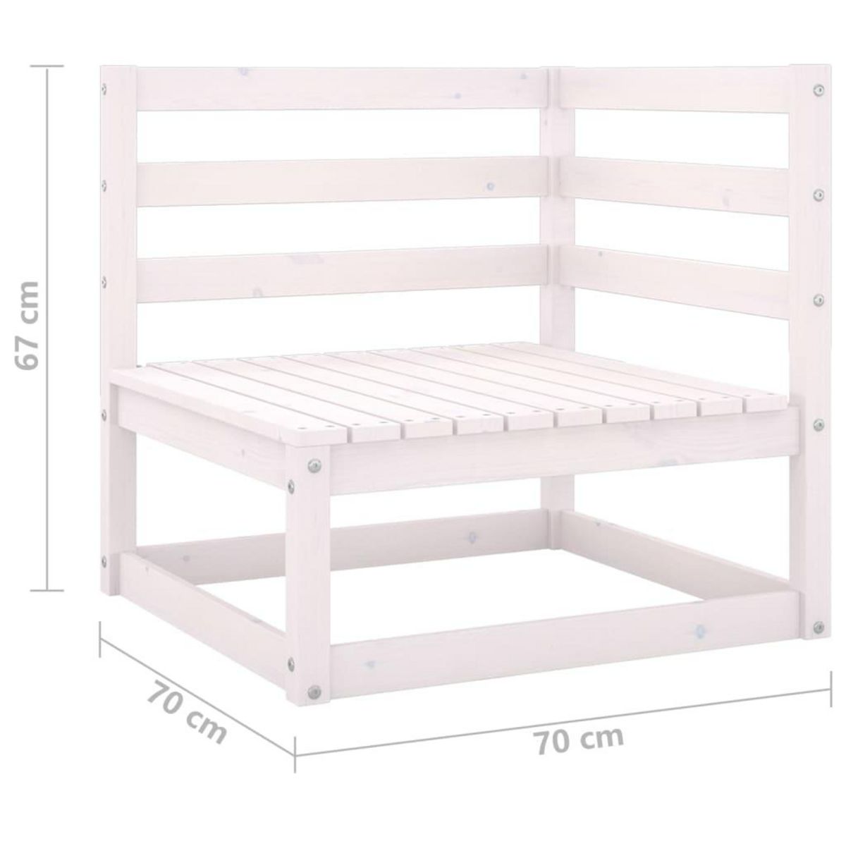 VIDAXL Canape a 2 places de jardin Blanc Bois de pin solide