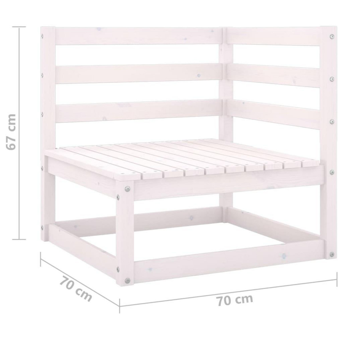 VIDAXL Canape a 2 places de jardin Blanc Bois de pin solide