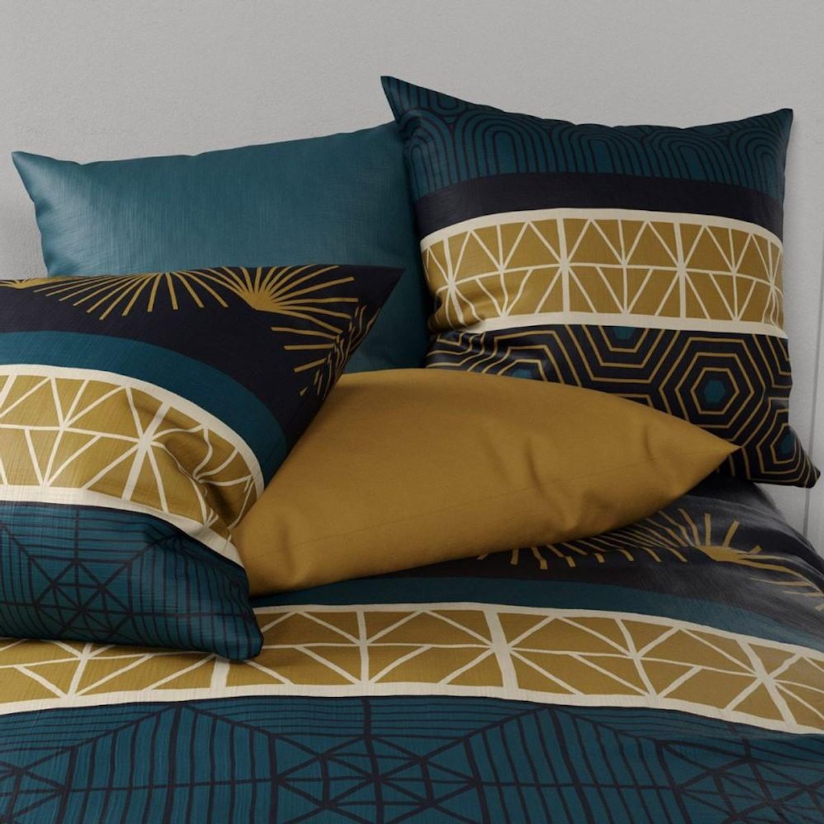 ATELIER DU COTON Housse de couette 260x240 Qobe + 2 taies coton 57 fils