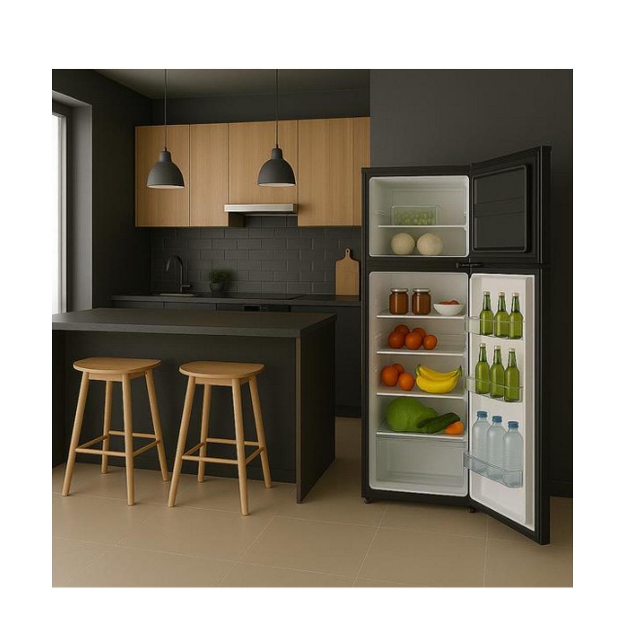 Voir la diapositive 5 : Glem Réfrigérateur combiné 145cm 212l noir - grf170bk