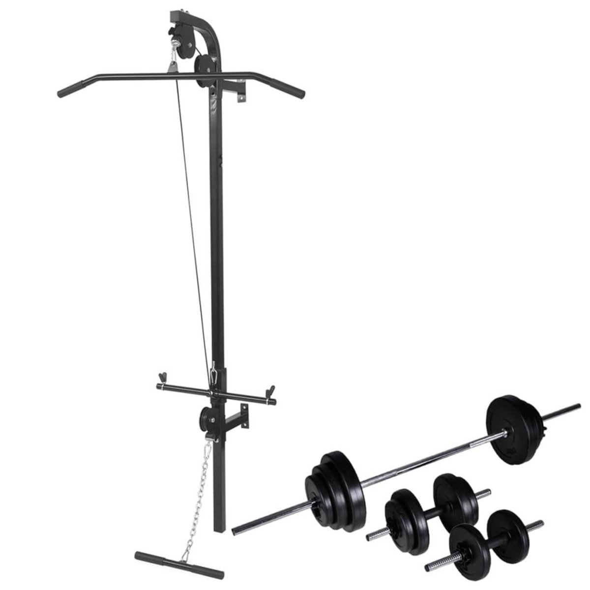 VIDAXL Tour de musculation murale avec jeu d'halteres et poids 30,5 kg