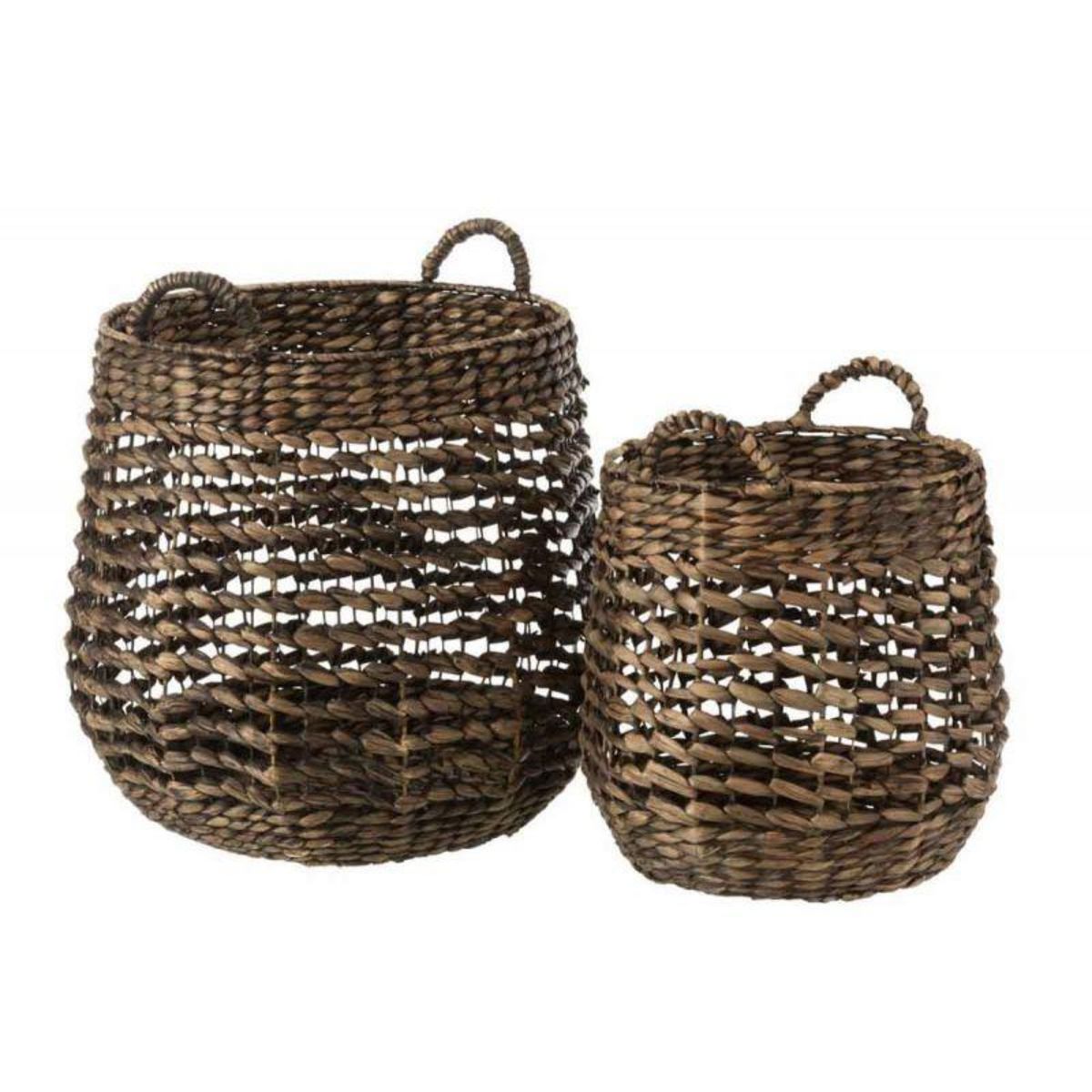 Paris Prix Lot de 2 Paniers Déco  Compact  46cm Marron Foncé