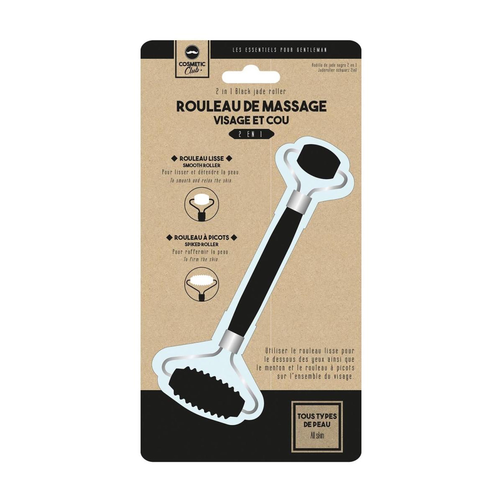 Voir la diapositive 4 : Cosmetic Club Rouleau de massage 2 en 1  jade  14cm noir