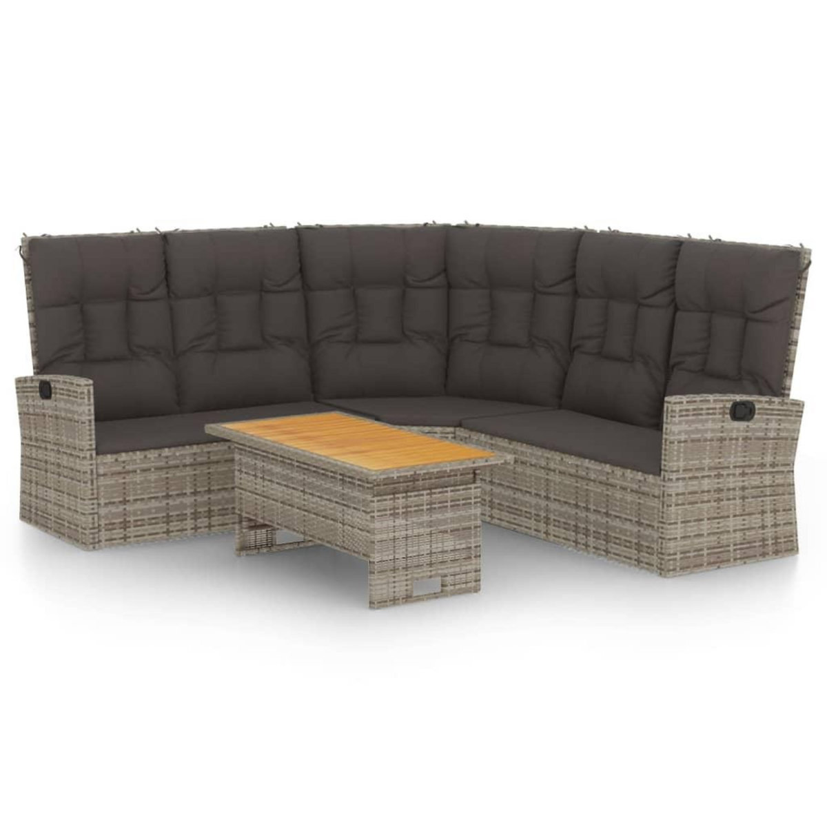 VIDAXL Salon de jardin 2 pcs avec coussins Gris Resine tressee