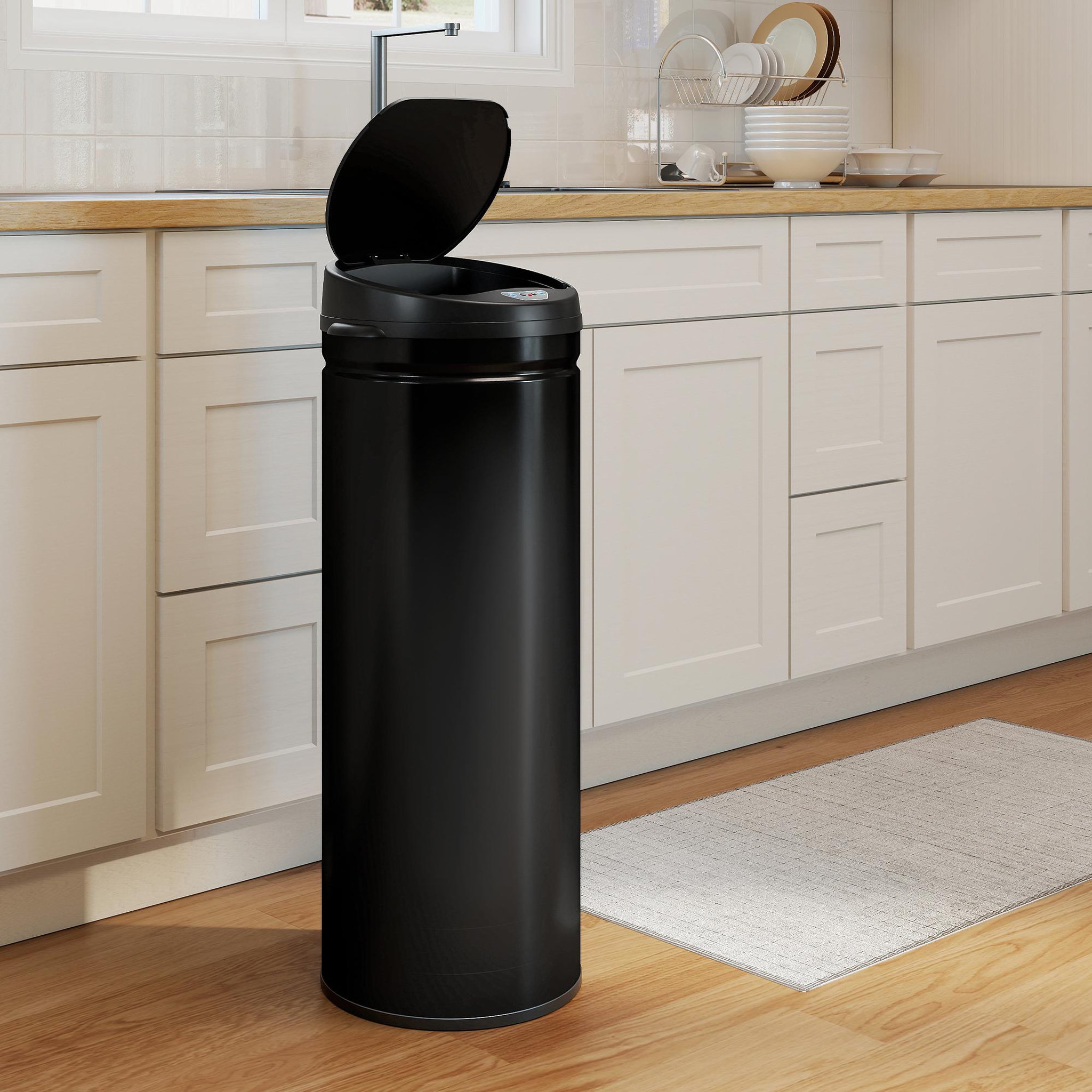 Voir la diapositive 4 : HOMCOM Poubelle automatique 50l capteur de mouvement acier inox brossé