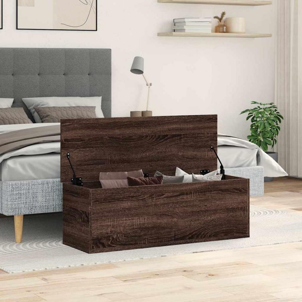 VIDAXL Boîte de rangement chene marron 102x35x35 cm bois d'ingenierie