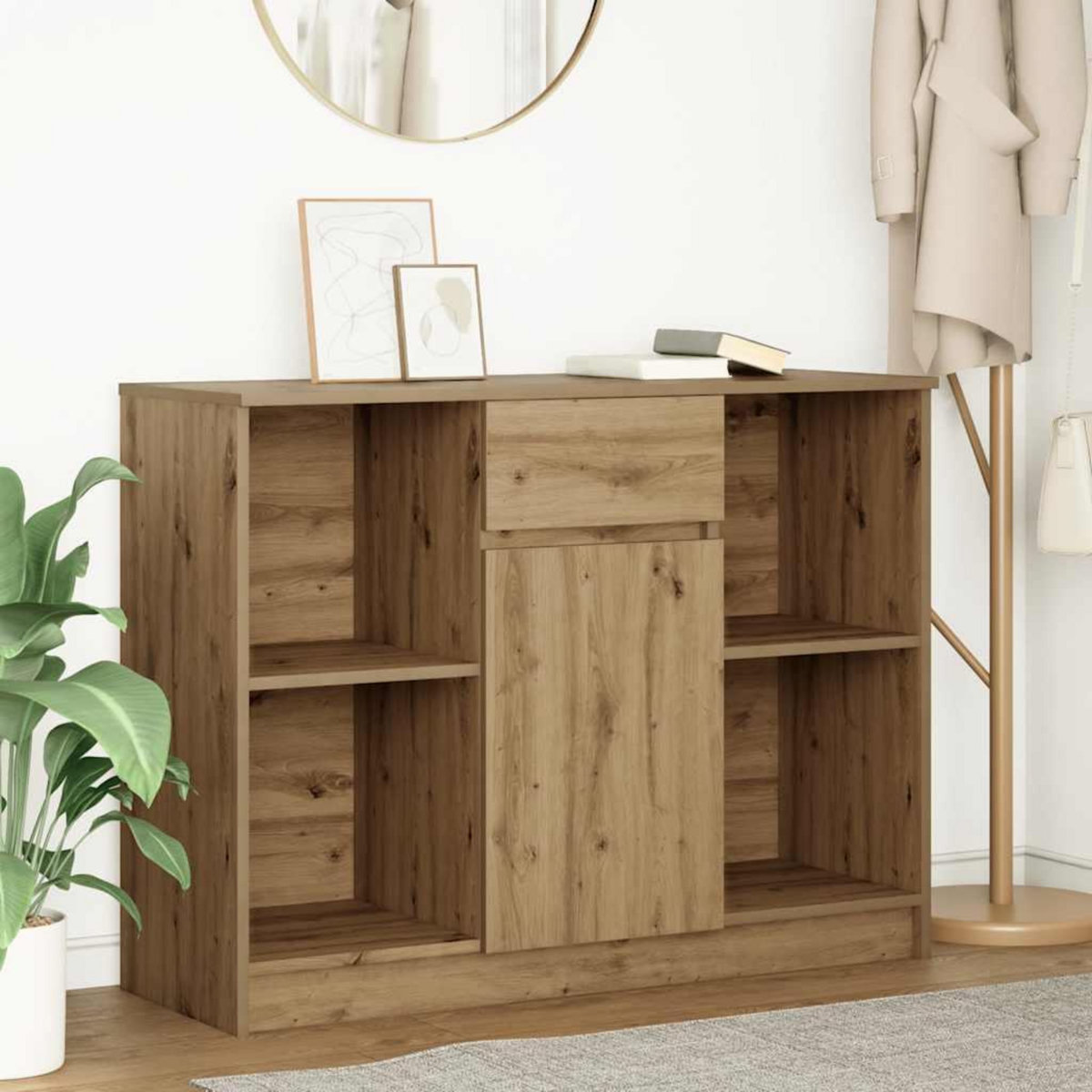 VIDAXL Buffet avec tiroir chene artisanal 101x35x76 cm bois ingenierie