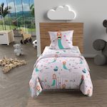 SOLEIL D'OCRE Parure housse de couette SIRENES, 100% coton 57 fils/cm2, par Soleil d'Ocre. Coloris disponibles : Bleu, Rose