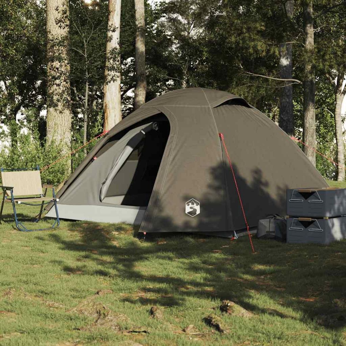 VIDAXL Tente de camping a dome 4 personnes marron impermeable