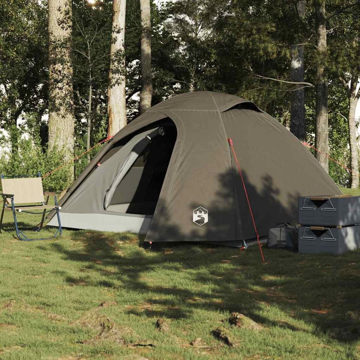 VIDAXL Tente de camping a dome 4 personnes marron impermeable