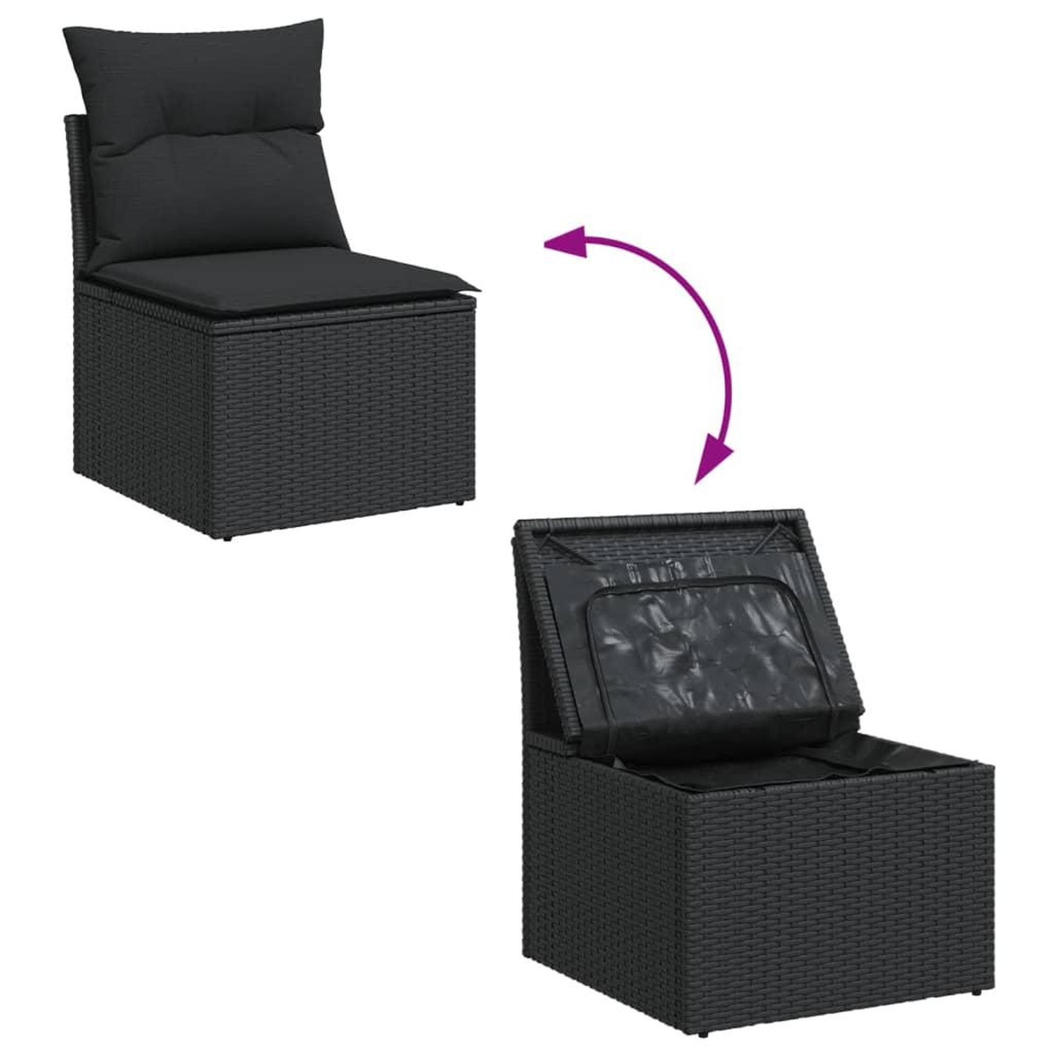 Voir la diapositive 3 : VIDAXL Salon de jardin avec coussins 13 pcs noir resine tressee