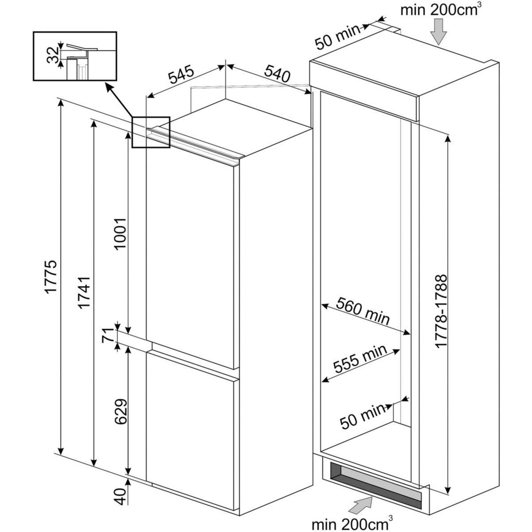 Voir la diapositive 4 : SMEG Réfrigérateur combiné encastrable c3170ne