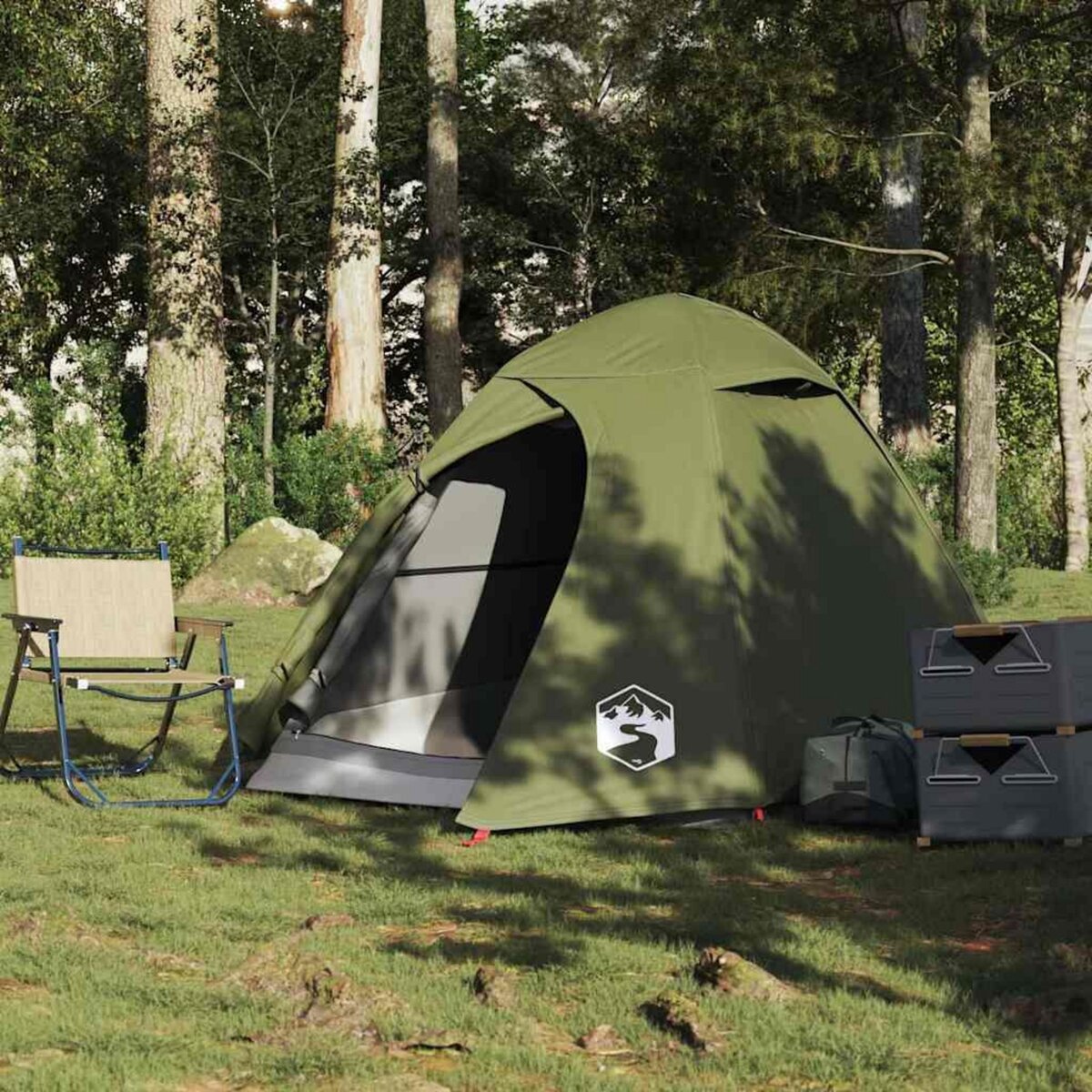 VIDAXL Tente de camping a dome 2 personnes vert olive impermeable