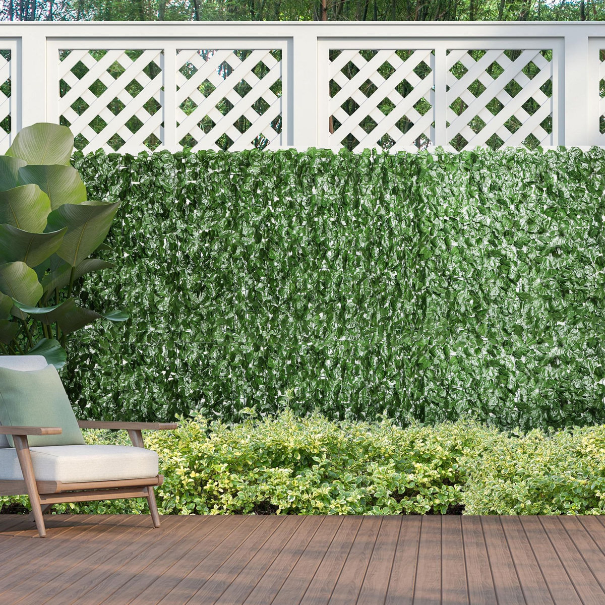 OUTSUNNY Haie Artificiel Brise-Vue décoration Rouleau 3L x 1H m Feuillage réaliste Anti-UV Vert Foncé