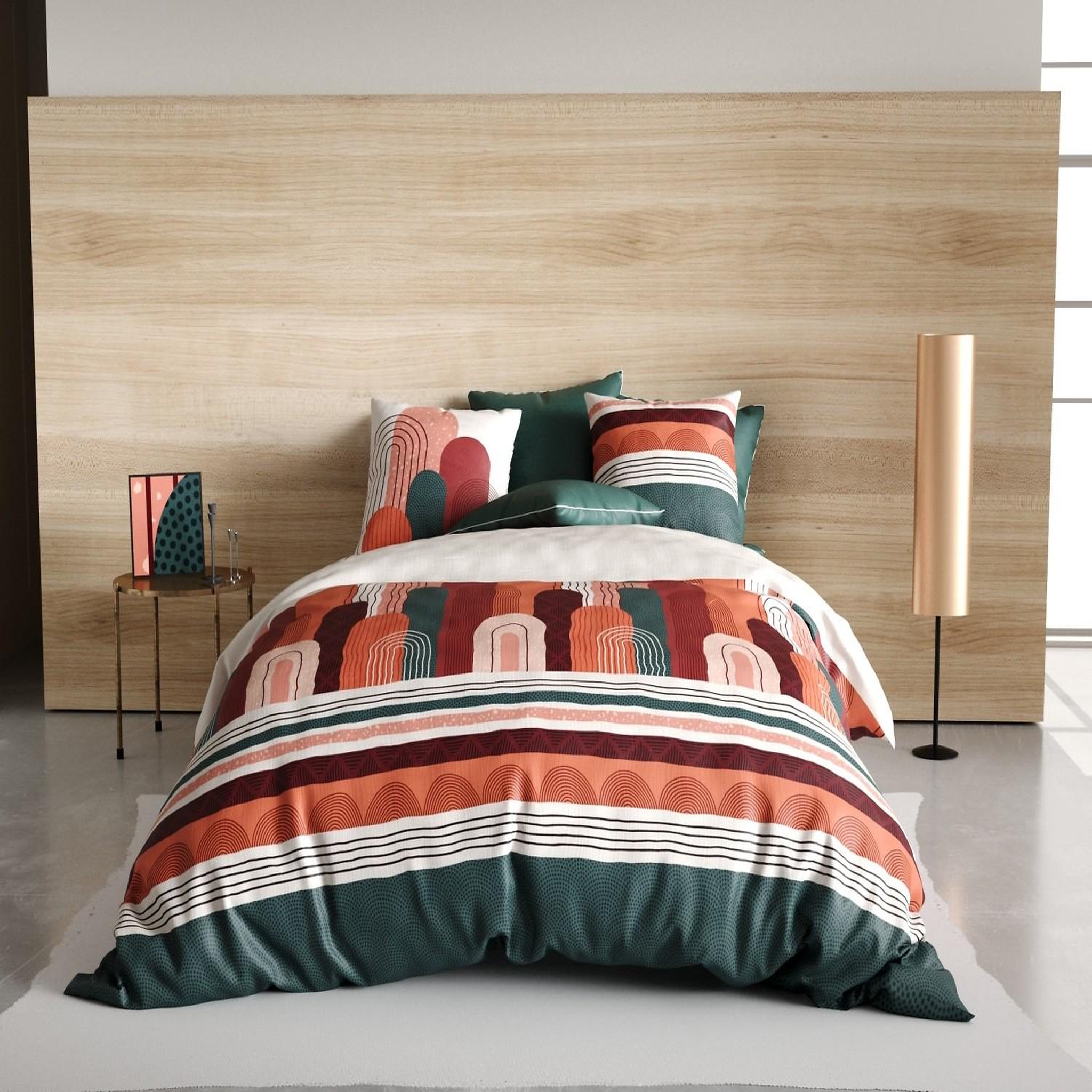 ATELIER DU COTON Parure housse de couette 100% coton 57fils galio. Coloris disponibles : Rouge