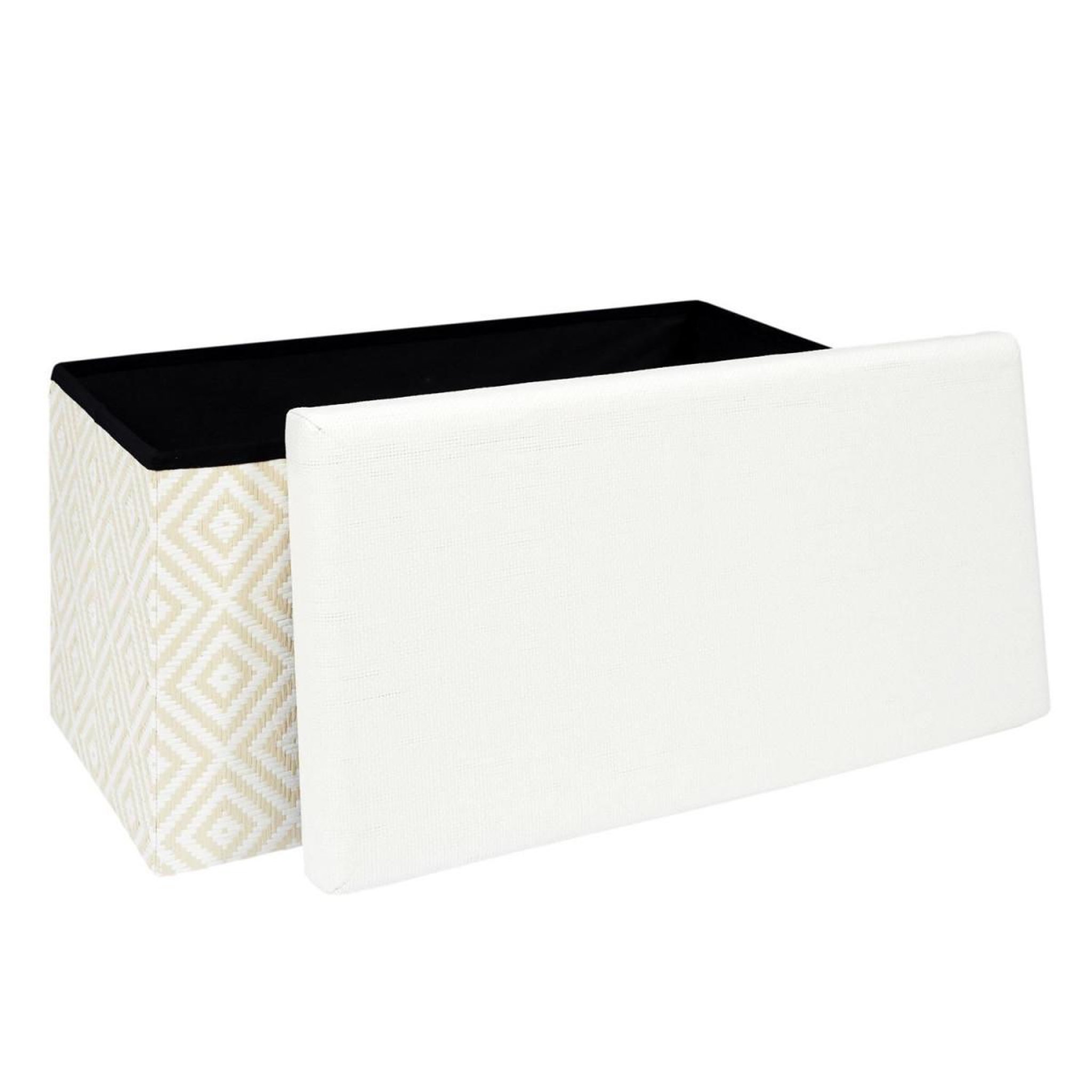 Voir la diapositive 3 : The Home Deco Factory Banc coffre pliable  tressé  76cm blanc