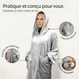 Voir la diapositive 3 : VIVEZEN Sweat plaid à capuche, couverture, pull - Flanelle - Adulte - Gris