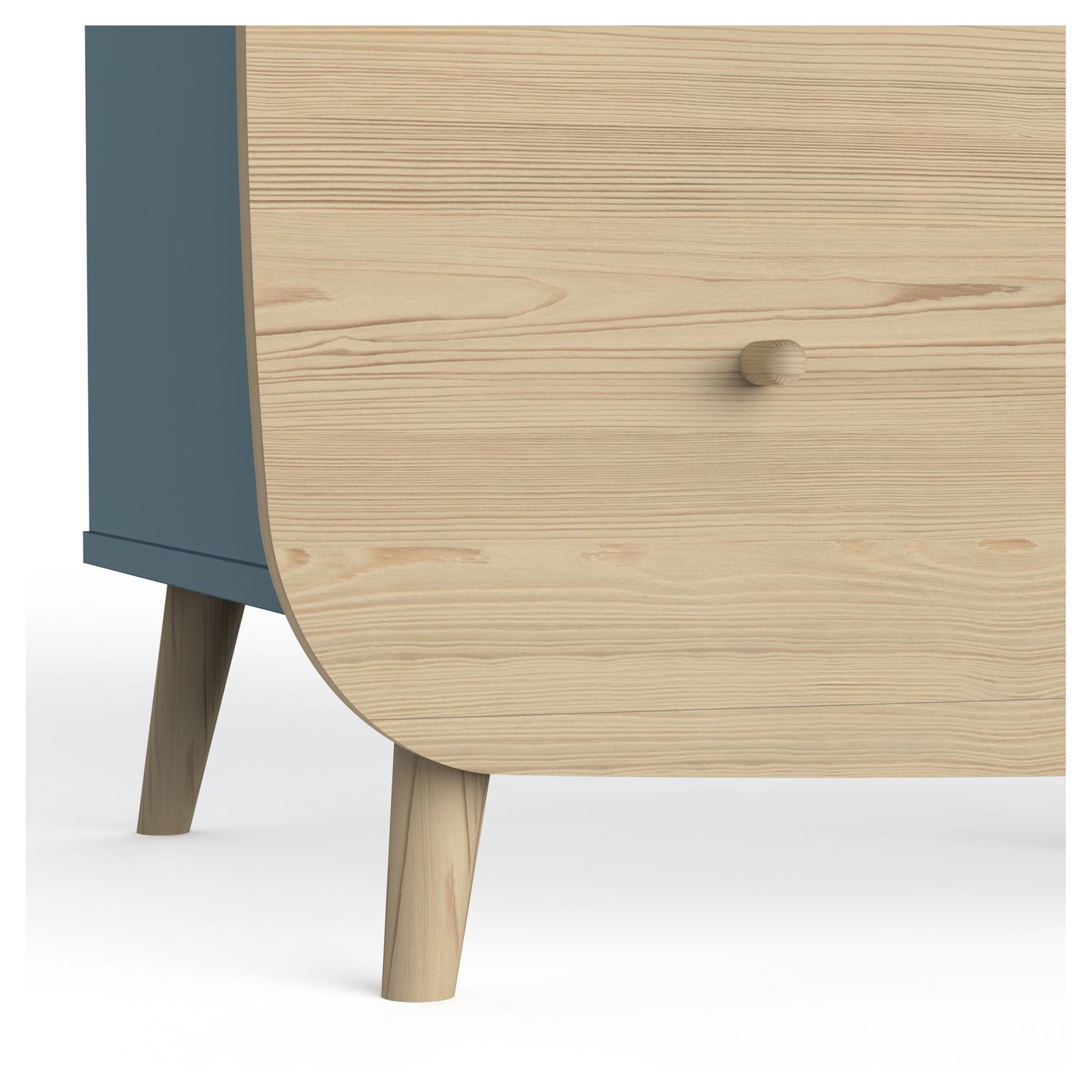 Voir la diapositive 4 : Commode bébé 2 tiroirs 3 niches bleu LINIA 