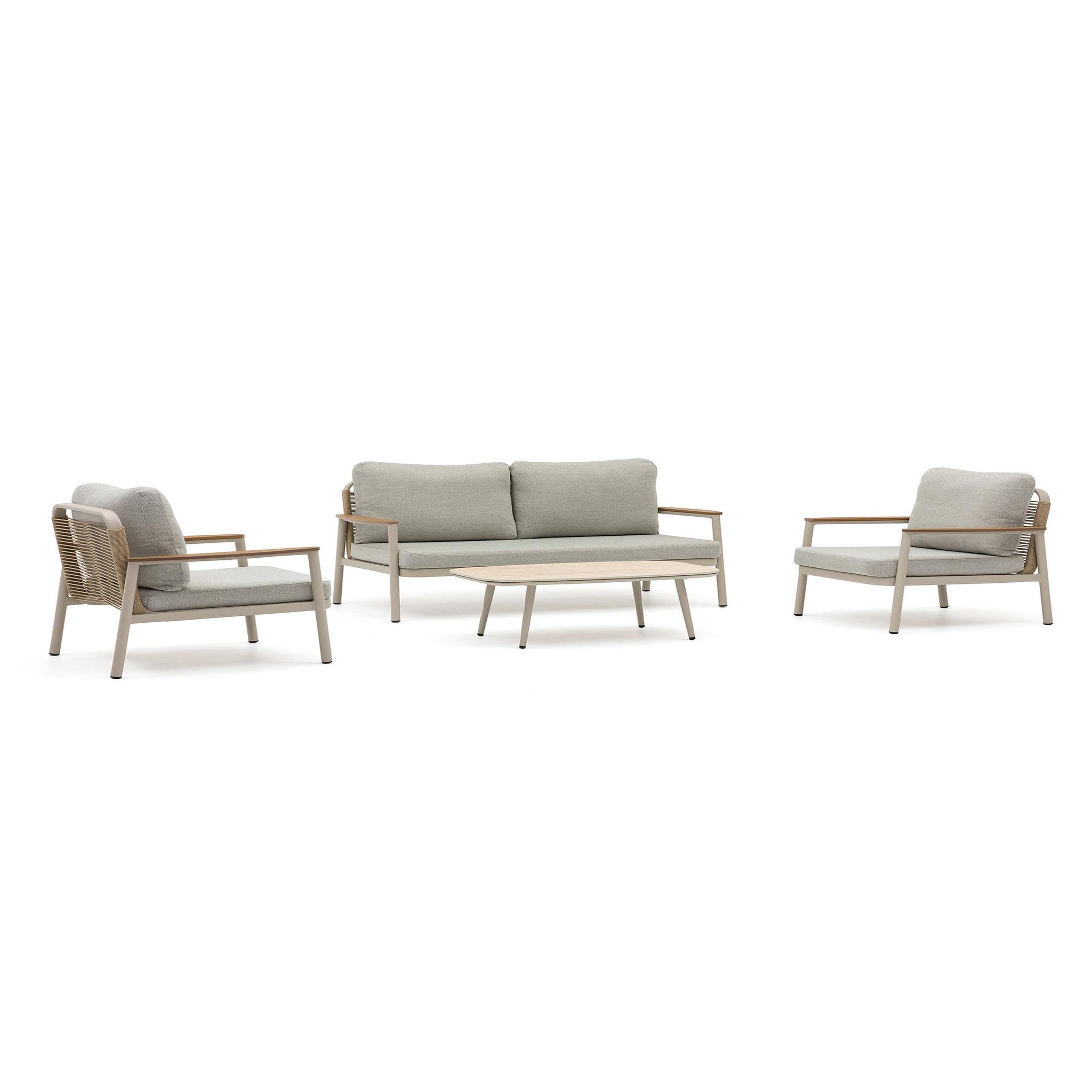 DCB GARDEN Salon de jardin bas 5 places en aluminium