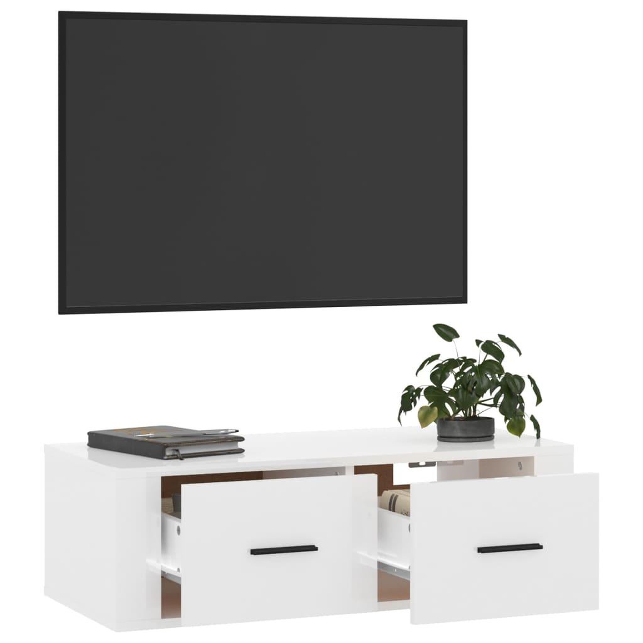Voir la diapositive 5 : VIDAXL Meuble TV suspendu Blanc brillant 80x36x25 cm Bois d'ingenierie