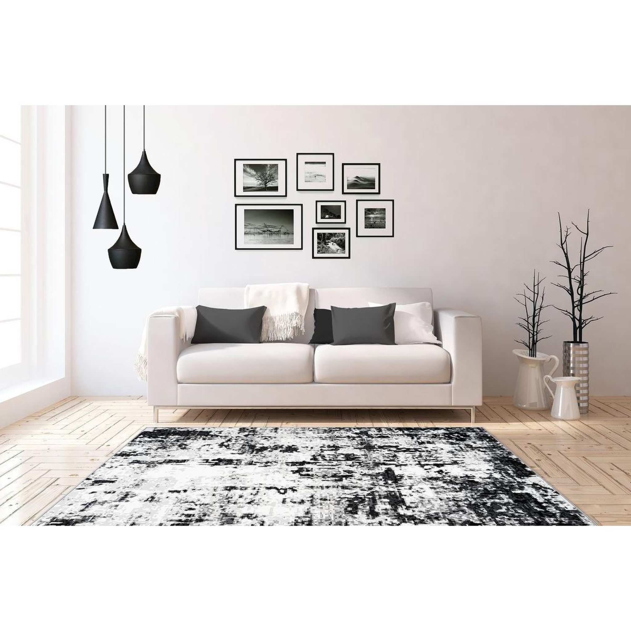 Voir la diapositive 2 : Paris Prix Tapis Vintage à Poils Courts  Esperanto VIII  Gris